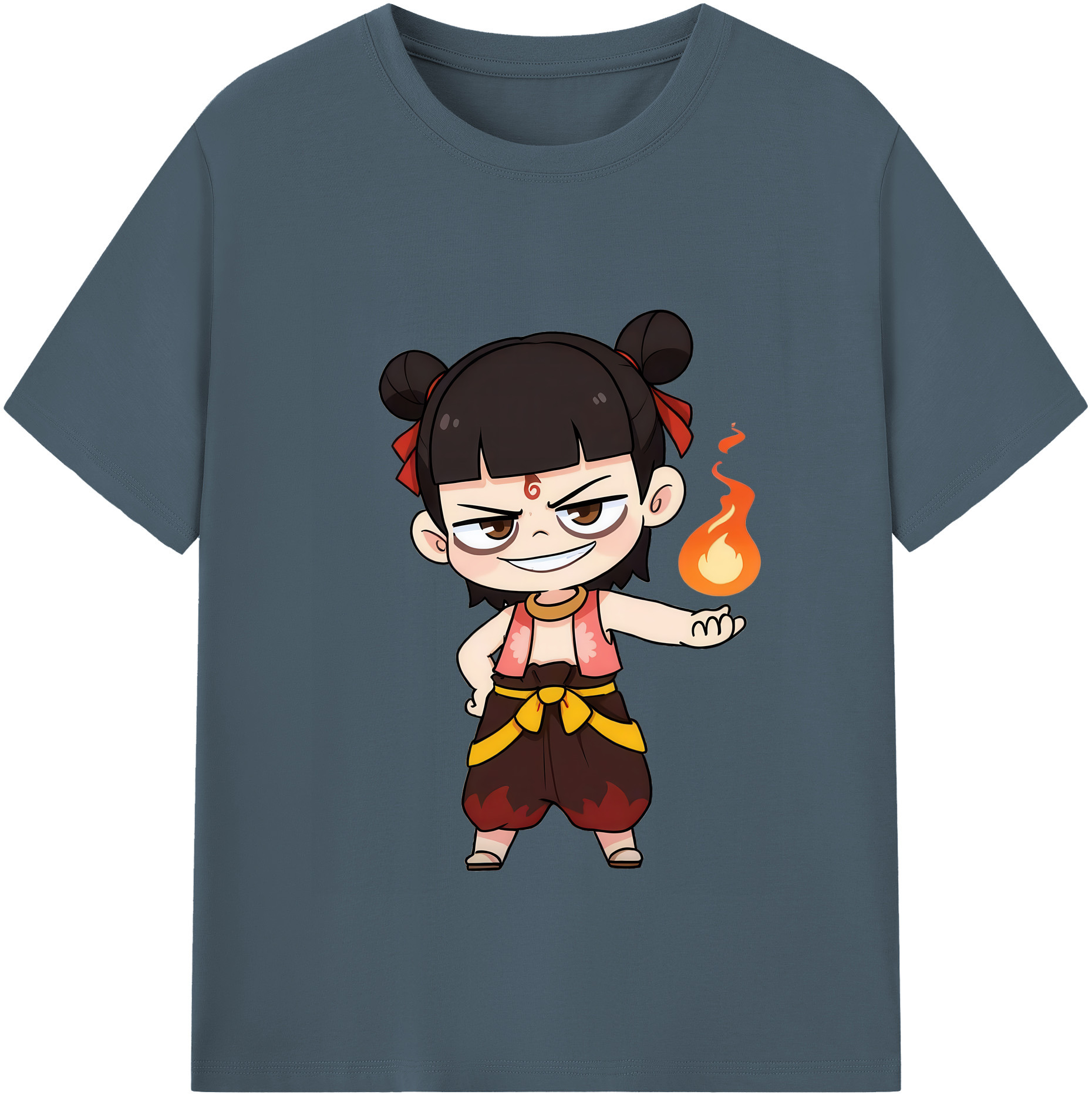 （画像用） Ne Zha 2 ナタ 魔童の大暴れ 綿100％半袖Tシャツ（フロントプリント）